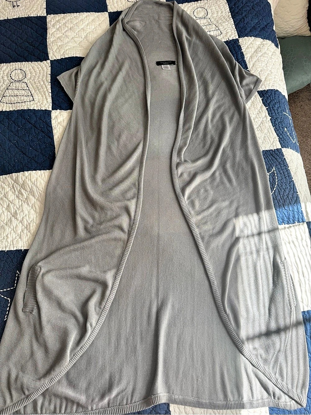 Talbots Long Open-Front Cardigan Gray